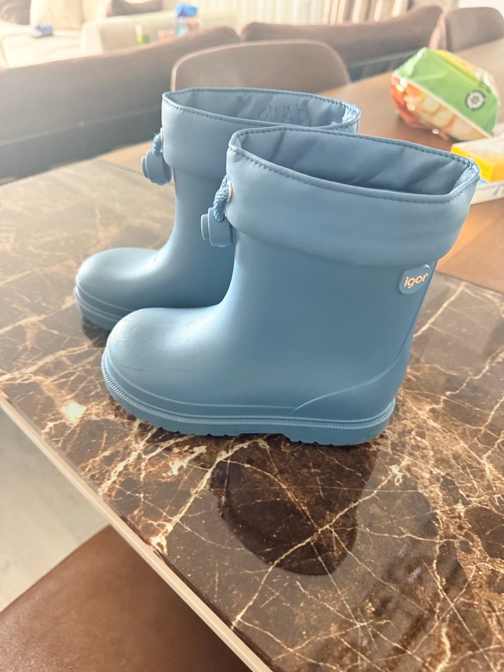 Mavi igor yağmur botu Çocuk Lastik Bot Velcro - Görsel 2