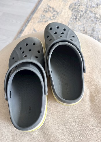 Gri çocuk Crocs  C 12 Terlikler Velcro Bantlı - Görsel 3
