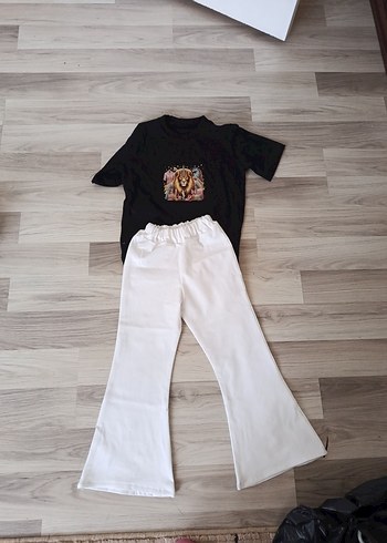Beyaz Bol Paça çocuk Pantolon