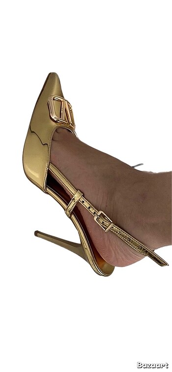 Altın Rengi Topuklu Ayakkab - Görsel 5