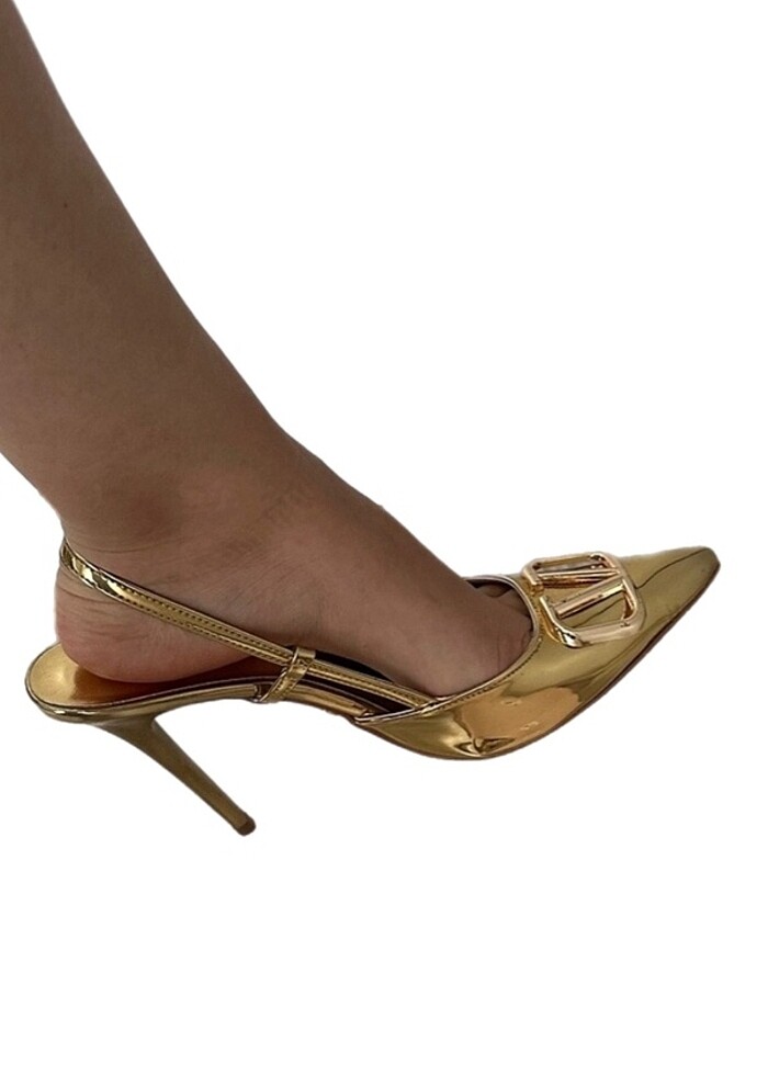 Altın Rengi Topuklu Ayakkab - Görsel 4