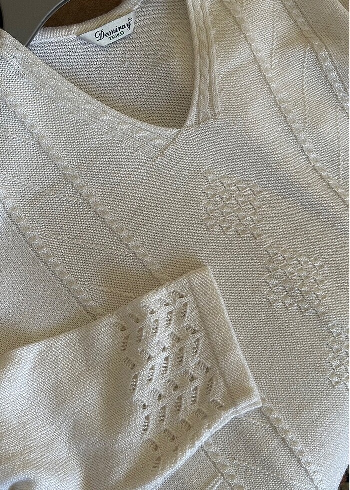 Beyaz Renk Triko Kazak - Görsel 5