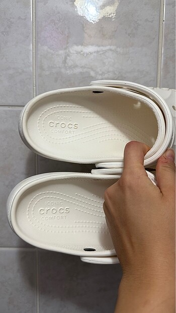 39 Beden Orijinal Beyaz Crocs Kalın Taban Terlik