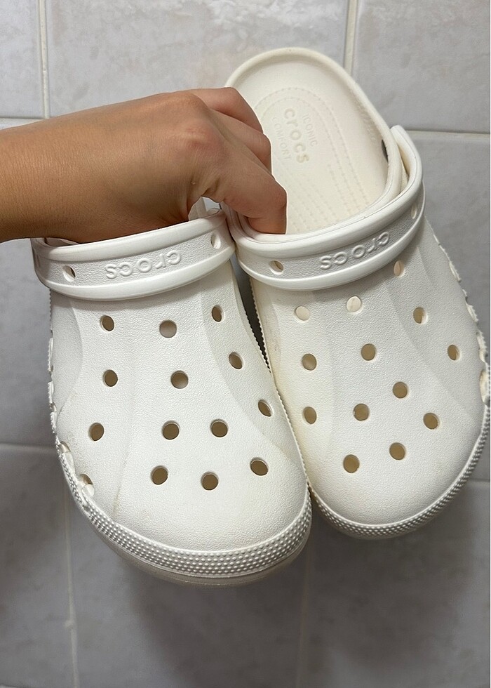 Orijinal Beyaz Crocs Kalın Taban Terlik - Görsel 2