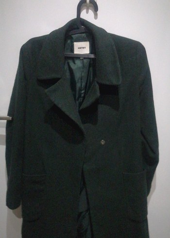 Yesil, Düğmeli kadın kaşe Kaban - Görsel 2