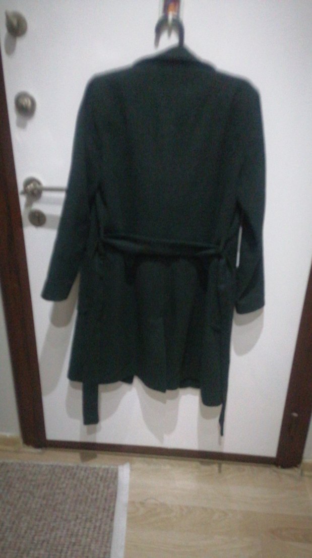 Yesil, Düğmeli kadın kaşe Kaban - Görsel 5