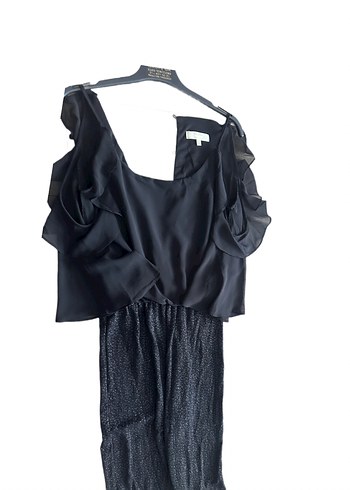 Siyah Kadın Uzun Kollu Bol Kesim Tulum - Görsel 4