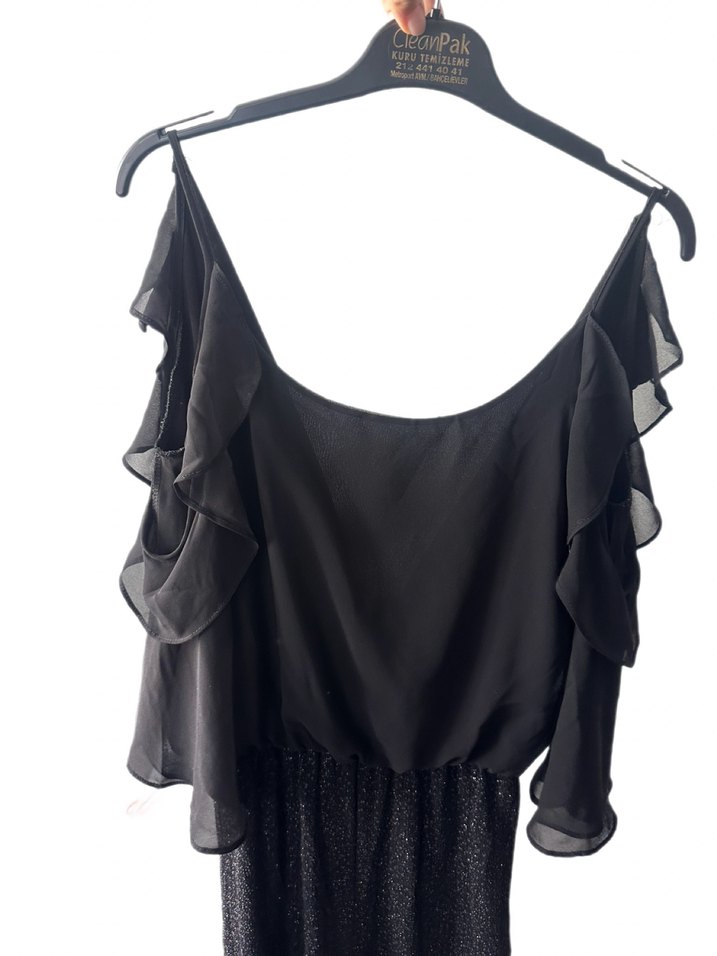 Siyah Kadın Uzun Kollu Bol Kesim Tulum - Görsel 3