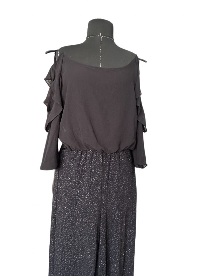 Siyah Kadın Uzun Kollu Bol Kesim Tulum - Görsel 2