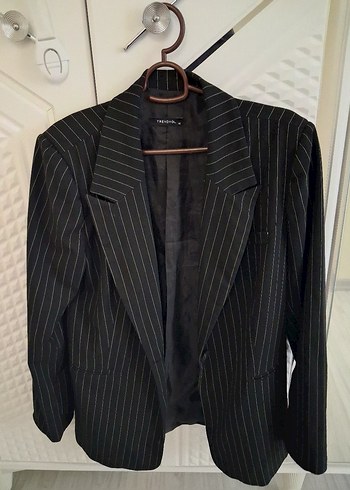 Çizgili Siyah Kadın Blazer Ceket