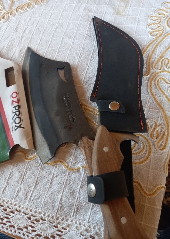 Bir adet dövme celik satır bir adet av bıçağı  - Görsel 4