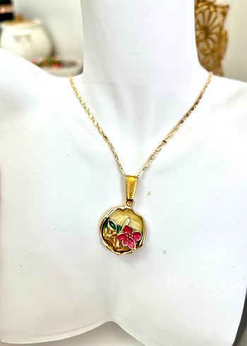  Beden Çiçek Desenli Mini Gold Zincir Kolye
