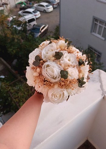 Dantel Detaylı Bohem Beyaz Gelin Çiçeği - Görsel 3