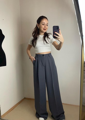 Gri Normal Paça Kadın Denim Pantolon - Görsel 2