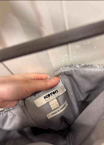 Gri Parlak Mini Abiye Elbise - Görsel 4