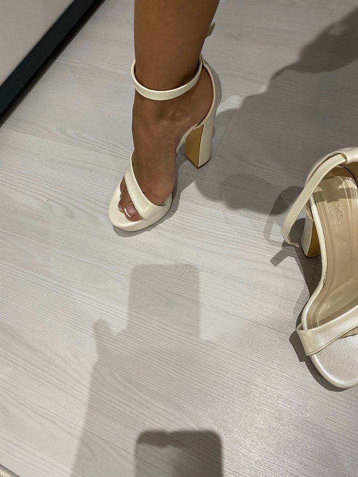 Beyaz Parlak Platform Topuklu Kadın Abiye Ayakkabı - Görsel 5