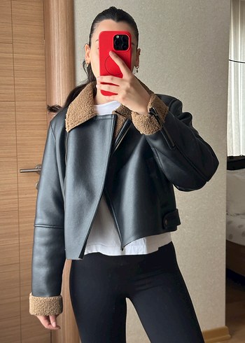Zara İçi Kürklü Deri Ceket - Görsel 3