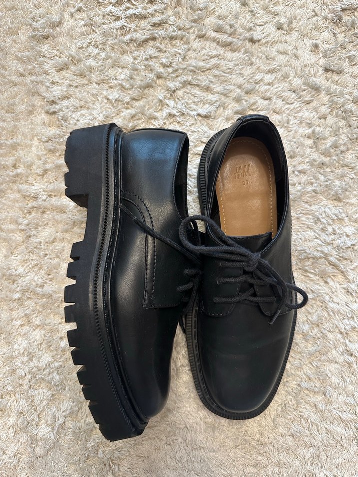 H&M Siyah Kadın Deri Oxford Ayakkabı - Görsel 5