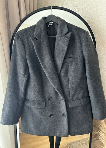 H&M Gri Midi Kadın Blazer Ceket - Görsel 7