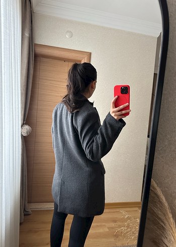 H&M Gri Midi Kadın Blazer Ceket - Görsel 2