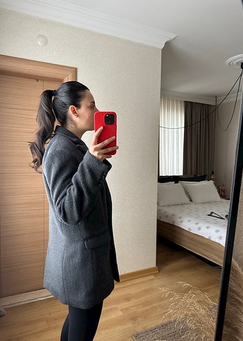 H&M Gri Midi Kadın Blazer Ceket - Görsel 3