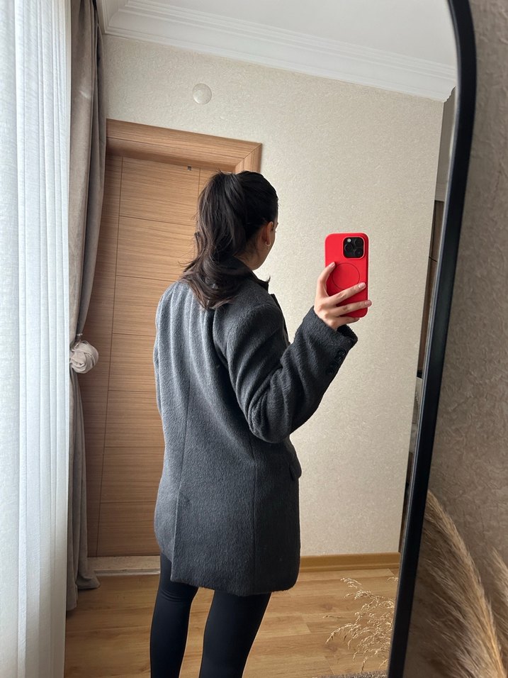 H&M Gri Midi Kadın Blazer Ceket - Görsel 2