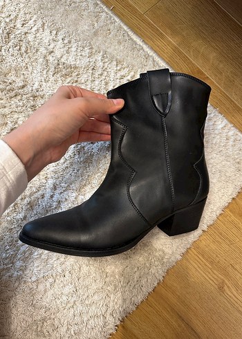 Siyah Deri Stiletto Topuklu Kadın Bot - Görsel 5