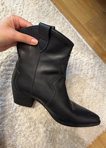 Siyah Deri Stiletto Topuklu Kadın Bot - Görsel 6