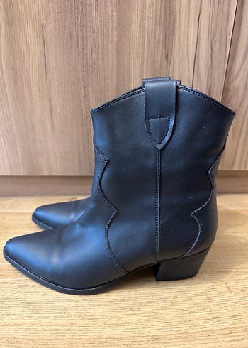 Siyah Deri Stiletto Topuklu Kadın Bot - Görsel 4