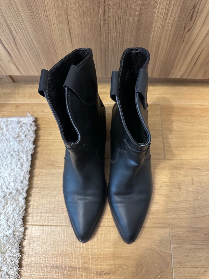 Siyah Deri Stiletto Topuklu Kadın Bot - Görsel 2