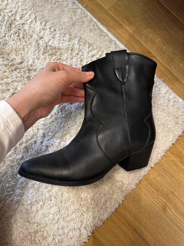 Siyah Deri Stiletto Topuklu Kadın Bot - Görsel 5