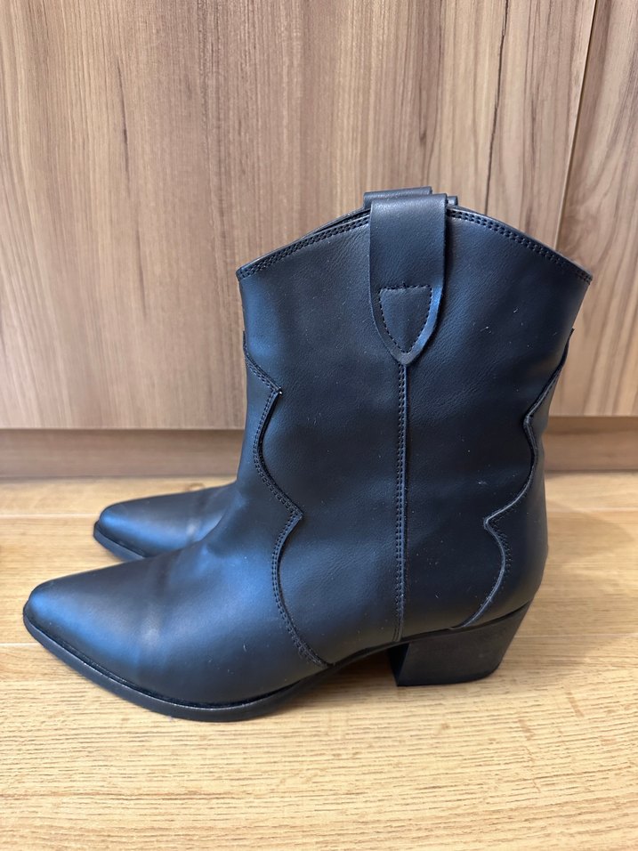 Siyah Deri Stiletto Topuklu Kadın Bot - Görsel 4