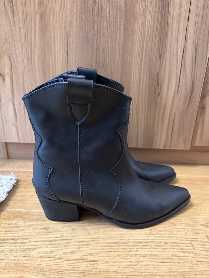 Siyah Deri Stiletto Topuklu Kadın Bot - Görsel 3