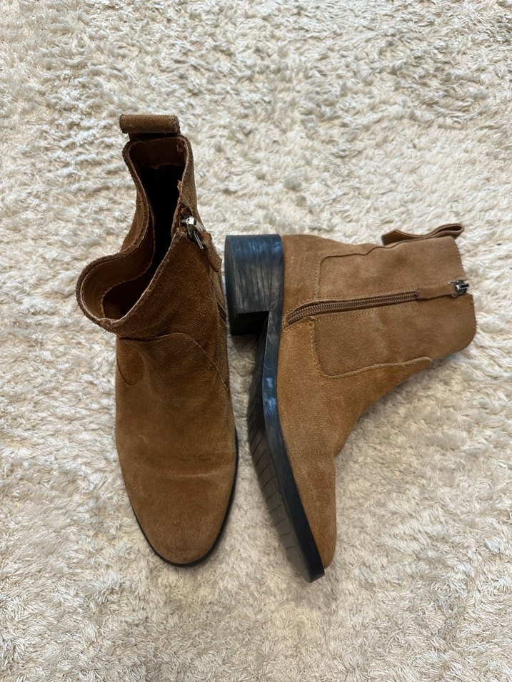 Zara Kahverengi Süet Kadın Bot - Görsel 4
