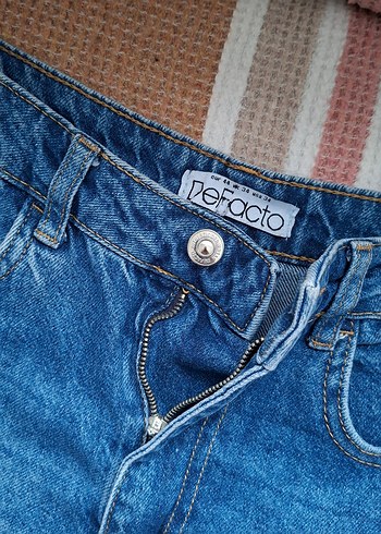 Düğmeli Mavi Denim Mini Şort - Görsel 5