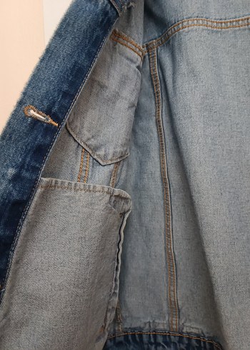 oversize mavi denim ceket - Görsel 3