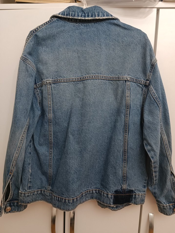 oversize mavi denim ceket - Görsel 2