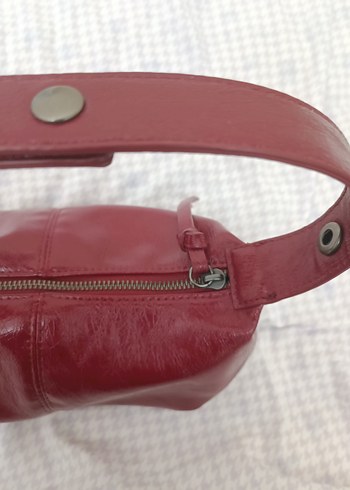 Kırmızı Deri Kadın Omuz Çantası - Görsel 2