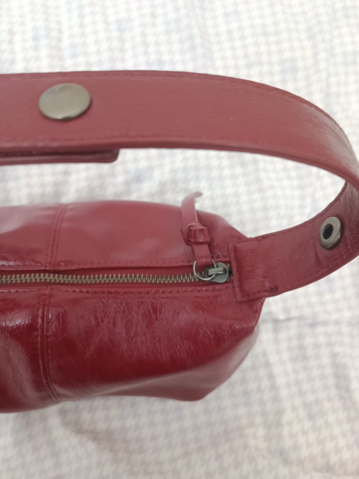 Kırmızı Deri Kadın Omuz Çantası - Görsel 2