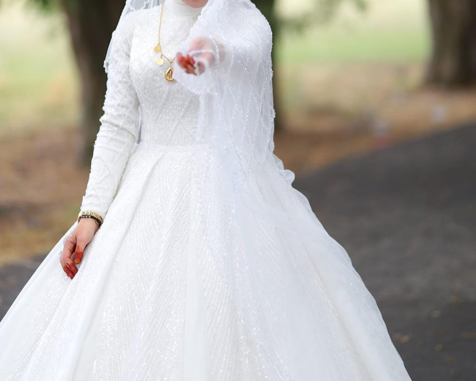 Prenses Model Uzun Kollu Beyaz Gelinlik - Görsel 3