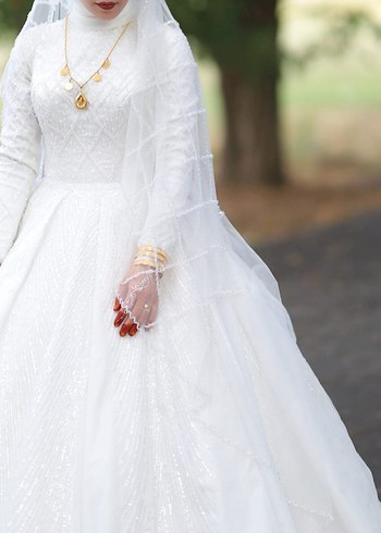 Bordo Uzun Kollu Dökümlü Kadın Kına Elbisesi - Görsel 9