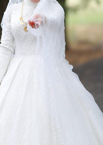 Bordo Uzun Kollu Dökümlü Kadın Kına Elbisesi - Görsel 6