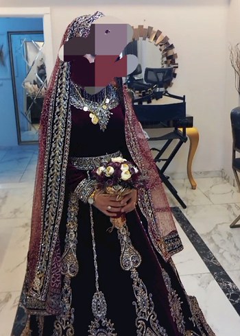 Bordo Desenli Uzun Kollu Bindallı Elbise - Görsel 2