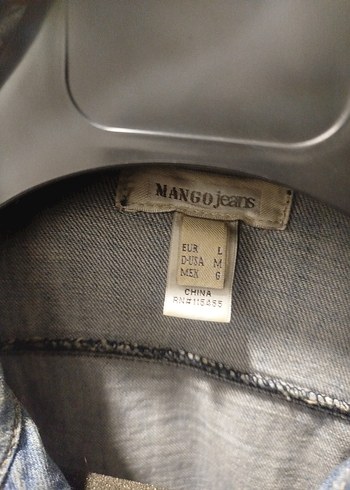 l Beden mango Düğmeli Mavi Parlak Kadın Kot Ceket