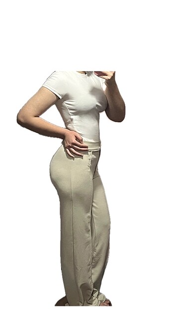 Krem kumaş pantalon