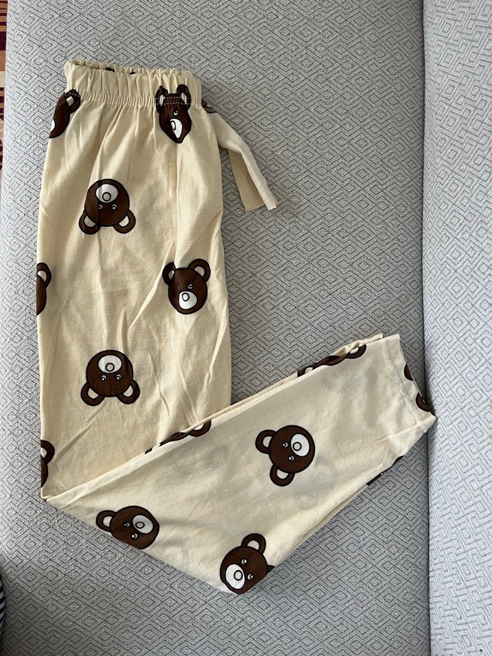 Kahverengi Ayı Desenli Rahat Kadın Pijama Altı - Görsel 2