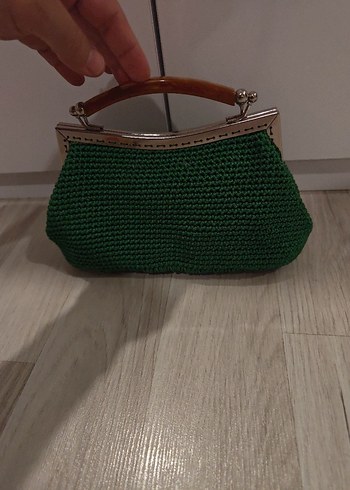  Beden Vintage Yeşil Örgü el emeği Çanta