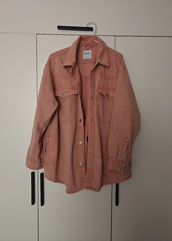 Bershka Bershka Kadın Pembe Oversize Denim Ceket