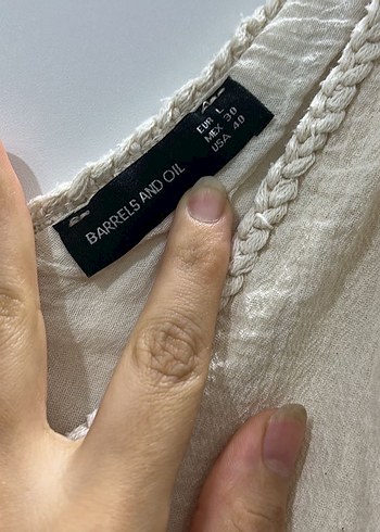 Beyaz Bohem V Yaka Uzun Keten Elbise - Görsel 4