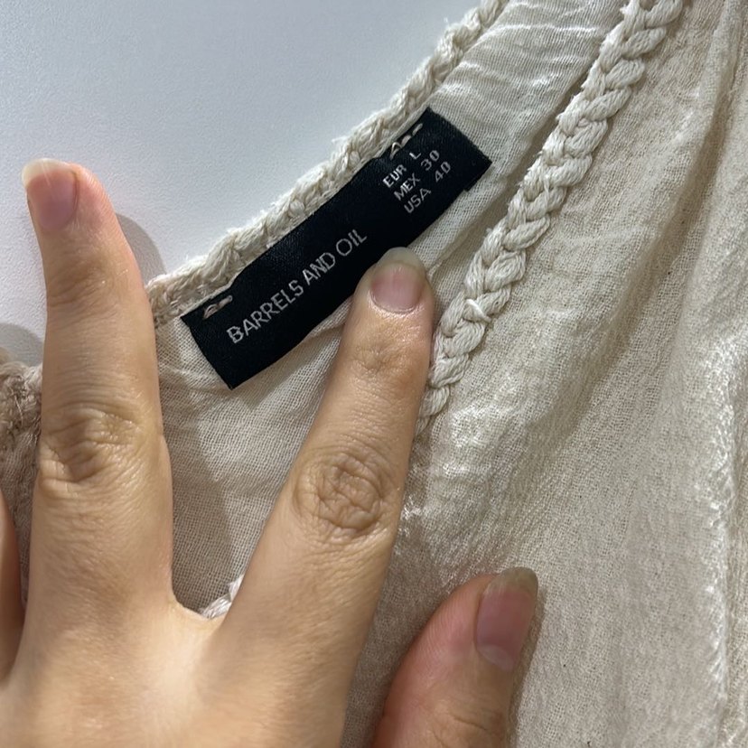 Beyaz Bohem V Yaka Uzun Keten Elbise - Görsel 4